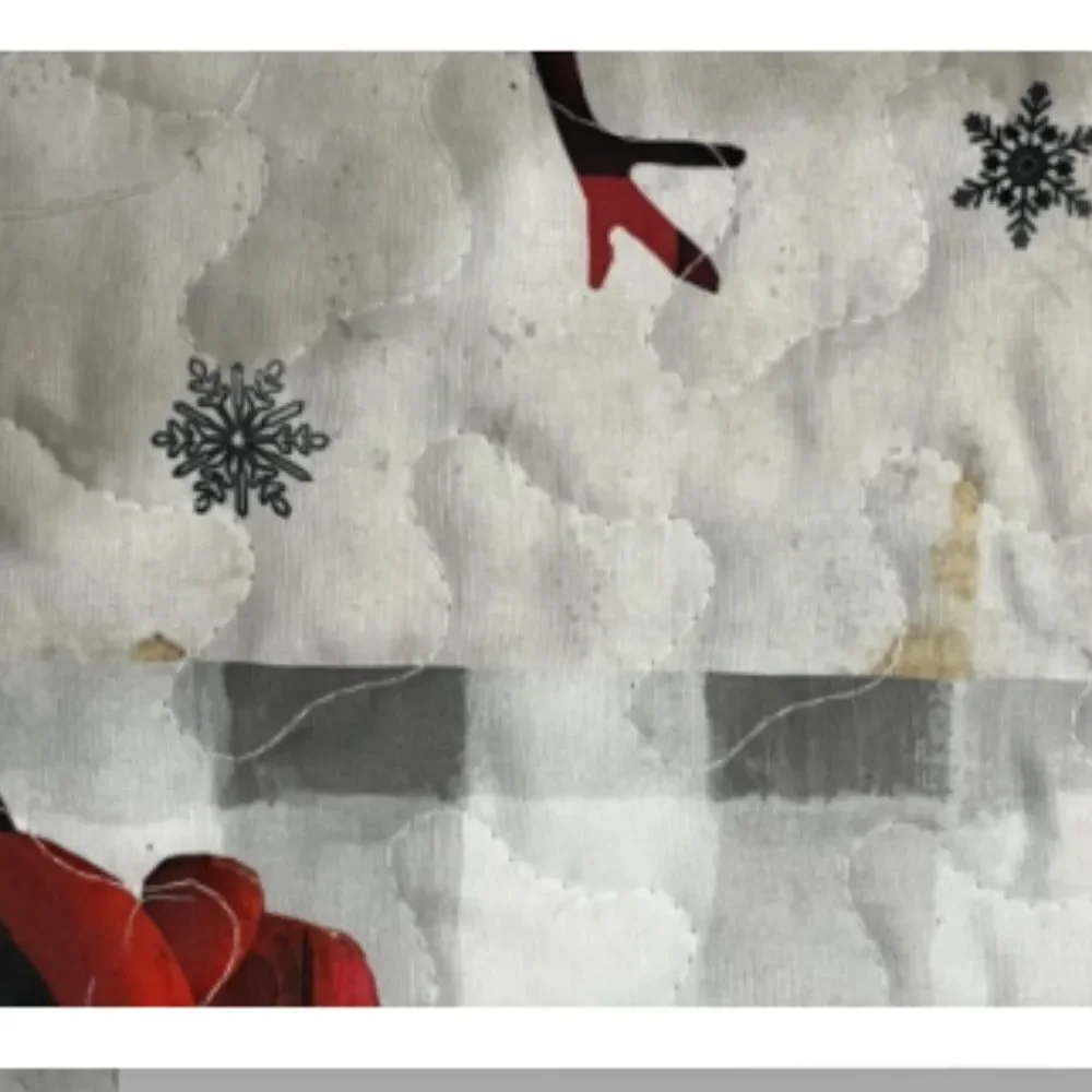 Merry Christmas Winter Lodge Printed QUEEN Quilt Set Holidays Red Truck